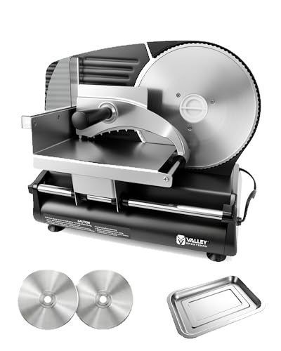 Electric Meat Slicer Machine for Home - 8.7" Deli Meat Slicer Premium Food Slicers with 2 Stainless Steel Blades and Meat Carriage for Meat Cheese Ham
